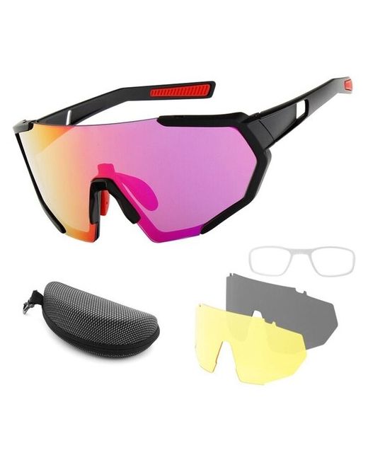 Grand Price Спортивные велосипедные солнцезащитные очки с 2 сменными линзами UV400 и чехлом черные серым