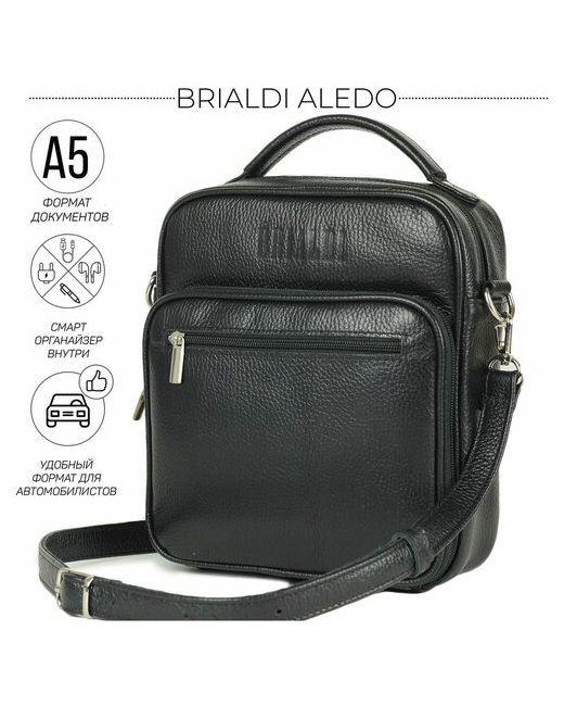 Brialdi Кожаная сумка через плечо Aledo Аледо relief black