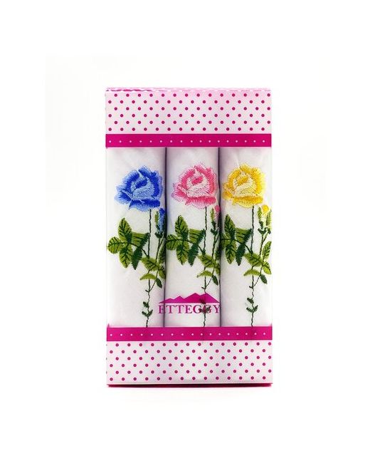 Etteggy Подарочный набор носовых платков Розы т.м. 2828 см 3 шт.