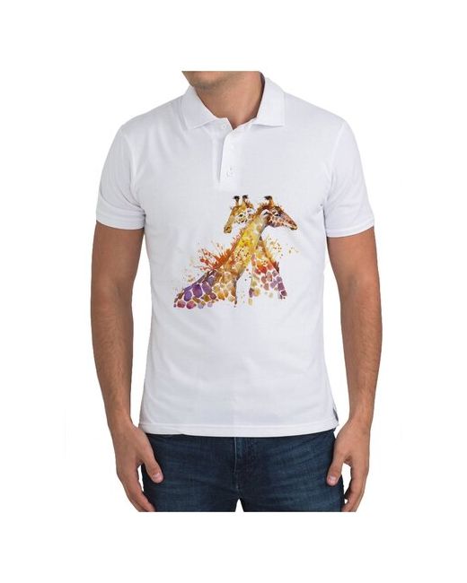 CoolPodarok Рубашка поло Краски. Два жирафа.