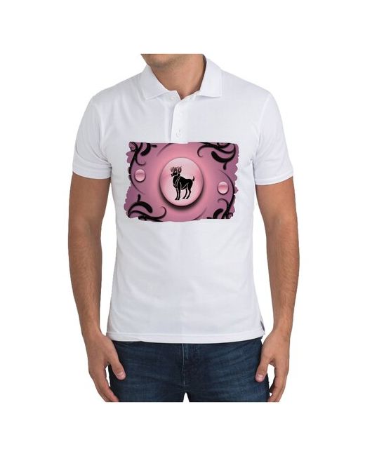 CoolPodarok Рубашка поло Знаки Зодиака Овен Розовый фон