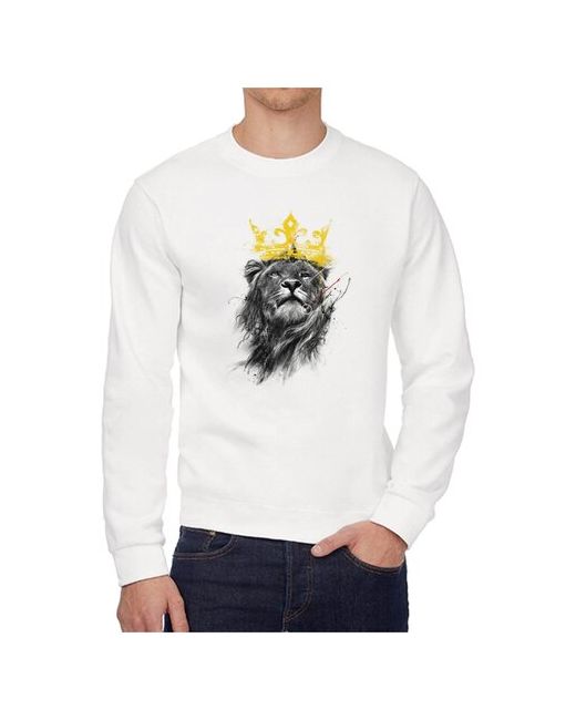 CoolPodarok Свитшот Животные Лев с короной на голове кляксы