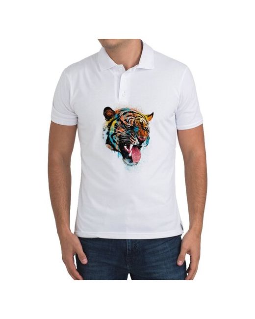 CoolPodarok Рубашка поло Графика. Цветной тигр