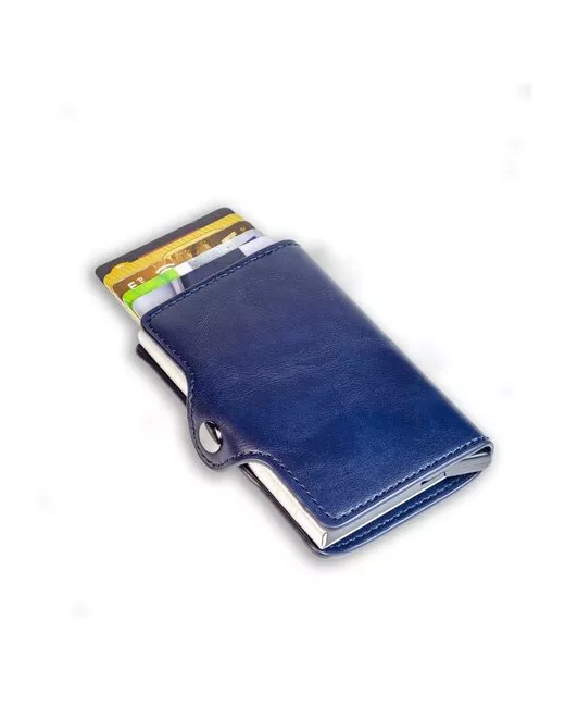 ELF Leather Кардхолдер визитница Металлический футляр кредитница с RFID и NFC защитой. Алюминиевый картхолдер в обложке из эко кожи застежкой.