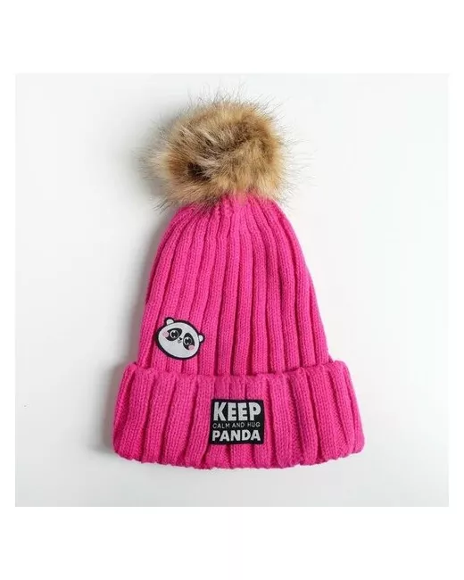 Beauty Fox шапка с помпоном Keep calm and hug panda