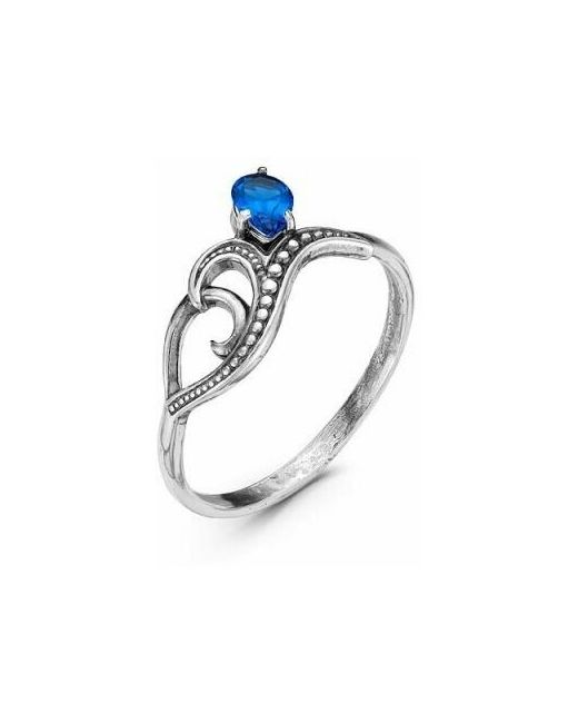 ЗАО "Красная Пресня" Бижутерия кольцо 18 размер цветок синяя синт. шпинель серебрение А2487418Сп снято