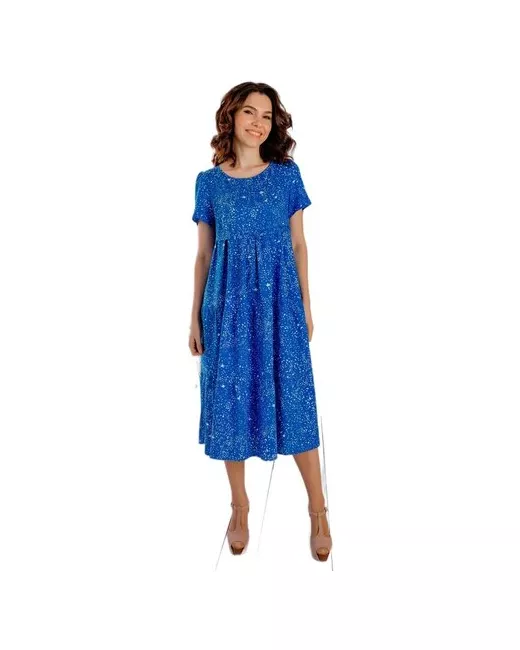 Bitisway Платье летнее из натуральной ткани 100 вискоза размер 52 RU сине-