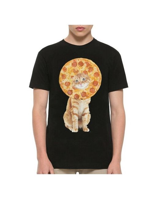 Dream Shirts Футболка Dreamshirts Studio Котик и Пицца с котом Черная M