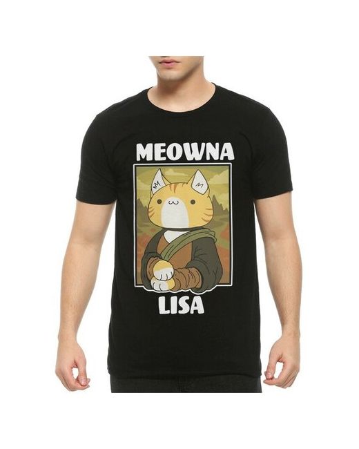 Dream Shirts Футболка Dreamshirts Studio Котик Мона Лиза с котом Леонардо да Винчи Черная 3XL