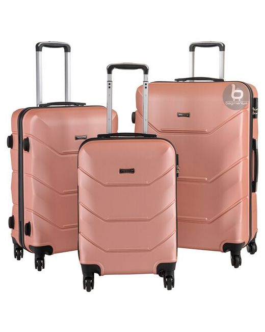Bagmaniya Набор пластиковых чемоданов на 4х колесах SML 416699Л Прочный и легкий чемодан ABS-пластик