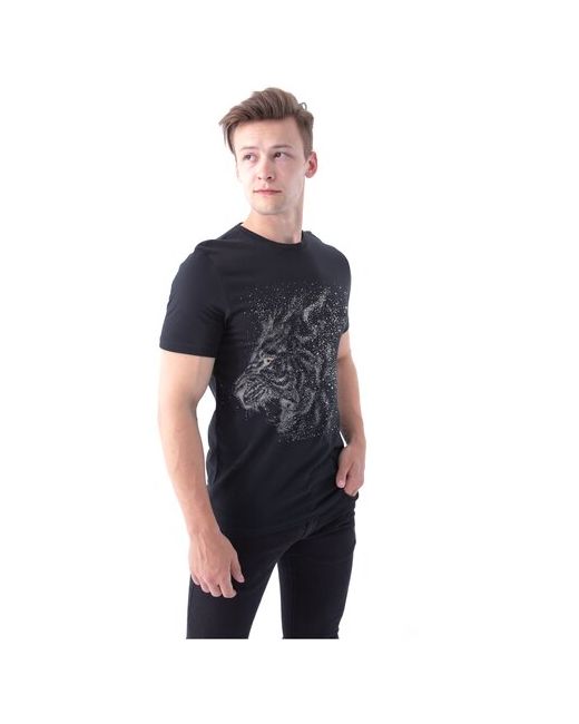 Bear'S Gear хлопковая футболка Regular с дизайнерским принтом Рычащий лев черный