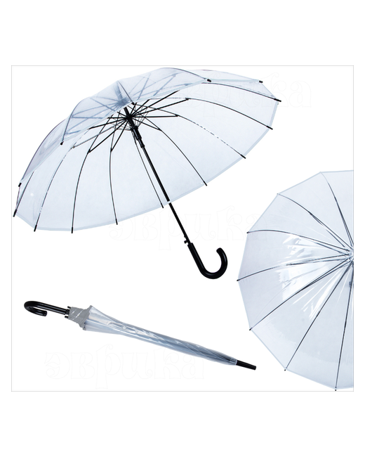 ЭВРИКА подарки и удивительные вещи Зонт Прозрачный 14 спиц кайма Эврика зонт трость диаметр купола 100 см