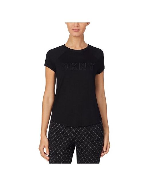 Dkny Футболка L черная с лого на груди Sleepwear Contrast-Trim Sleep T-Shirt