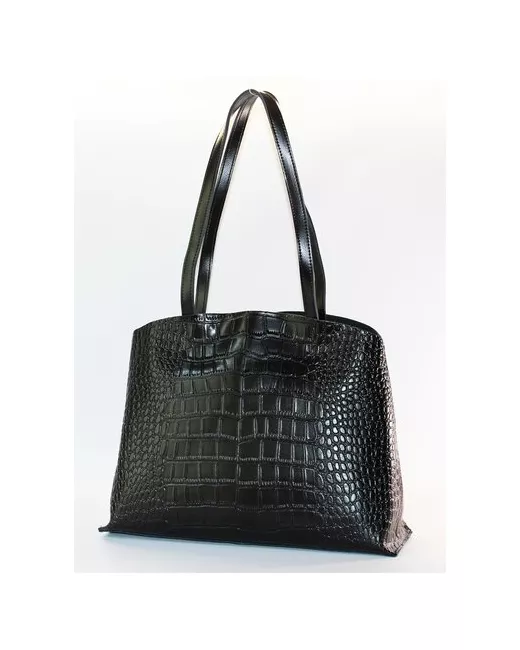 Finsa сумка-шоппер DENWER черная из натуральной кожи с выделкой под рептилию