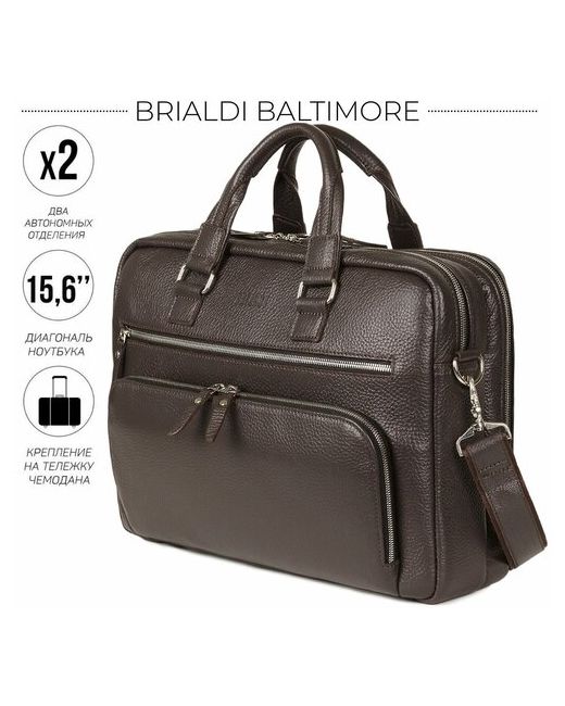 Brialdi деловая сумка с 23 карманами и отделами Baltimore Балтимор relief brown