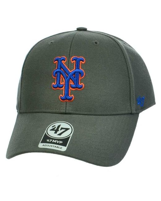 47 Brand Бейсболка классическая с изогнутым козырьком MVP New York Mets B-MVP16WBV OS серо-