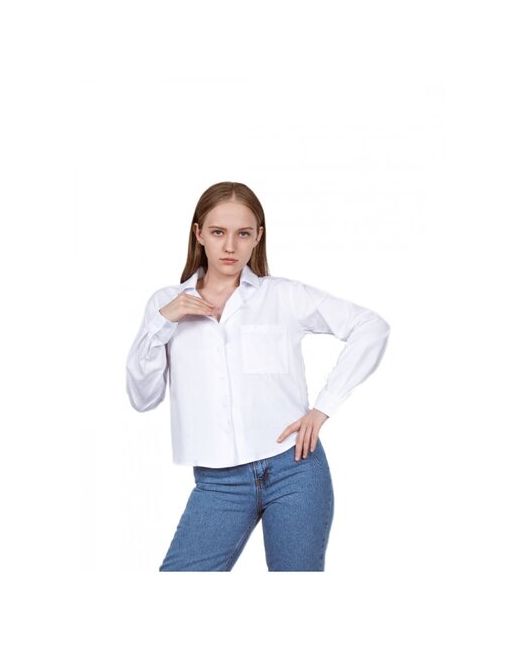 Fm Рубашка блузка укороченная с длинными рукавами. Полуприлегающий силуэт размер 42. На каждый день офисный стиль.