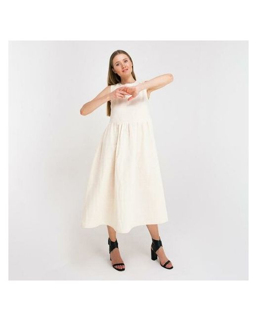 Minaku Платье летнее Cotton collection молочный размер 48