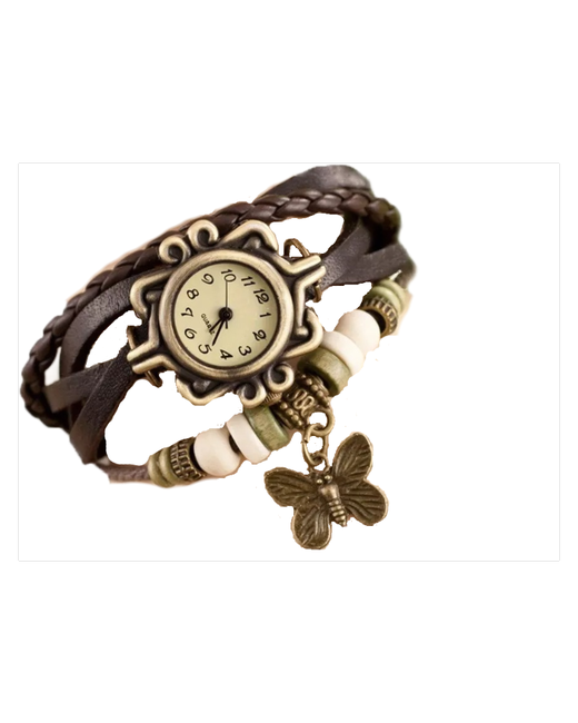 Китай Модные часы браслет с бабочкой экокожа черные