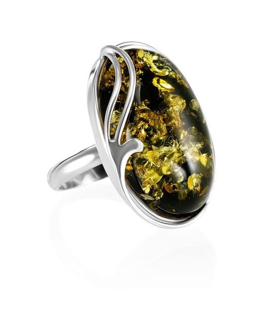 Amberholl Серебряное кольцо с искрящейся вставкой из натурального янтаря Маньяна
