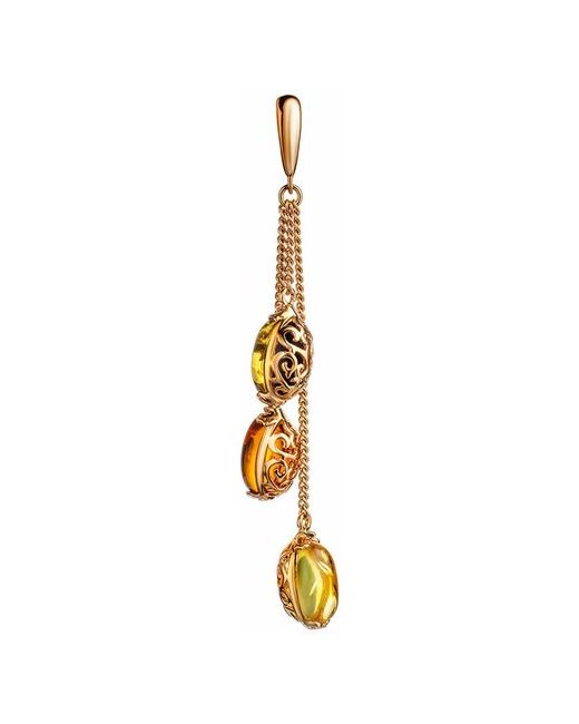 Amberholl Изящная подвеска из золочённого серебра с янтарём разных оттенков Касабланка