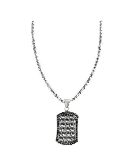 Zippo Подвеска Black Crystal Pendant Necklace серебристо-чёрная с цепочкой 60 см сталь 35 мм MR-2007178