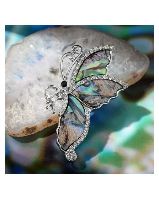 Profit Брошь Галиотис бабочка со сложенными крылышками в серебре