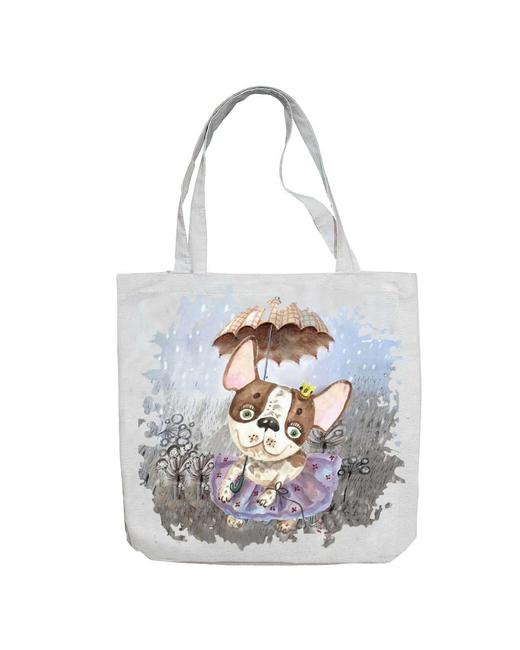 "Гранд стиль" Текстильная сумка-авоська с донышком Эко шоппер 3542 Тканевая хозяйственная сумка рисунок одной стороны собака