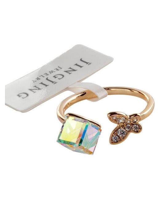 Xuping Jewelry кольцо Advanced Crystal с бабочкой кубик