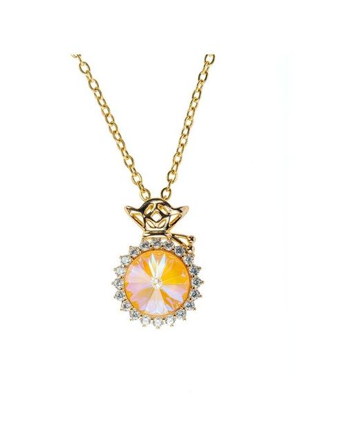 Xuping Jewelry Цепочка и кулон на шею Корона бижутерия Advanced Crystal нежный персик