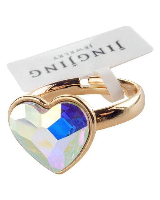 Xuping Jewelry кольцо c Advanced Crystal граненое сердечко белое с переливами