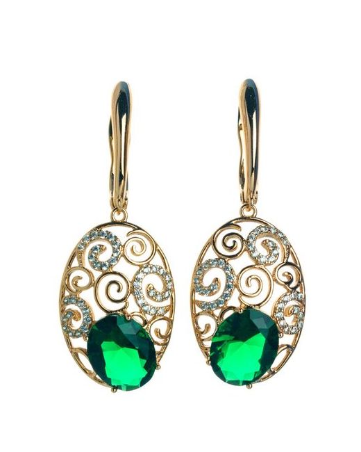 Xuping Jewelry Серьги резные с подвеской бижутерия Xuping зеленые