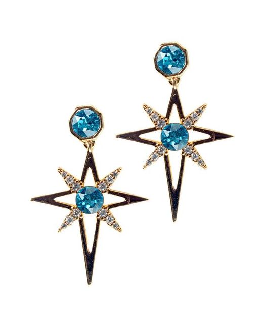 Xuping Jewelry Серьги гвоздики с кристаллами Advanced Crystal Звезды бирюза бижутерия Xuping
