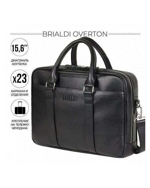 Brialdi кожаная деловая сумка Overton relief black BR44555WH