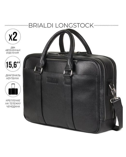 Brialdi Вместительная деловая сумка с 2 отделениями Longstock Лонгсток relief black