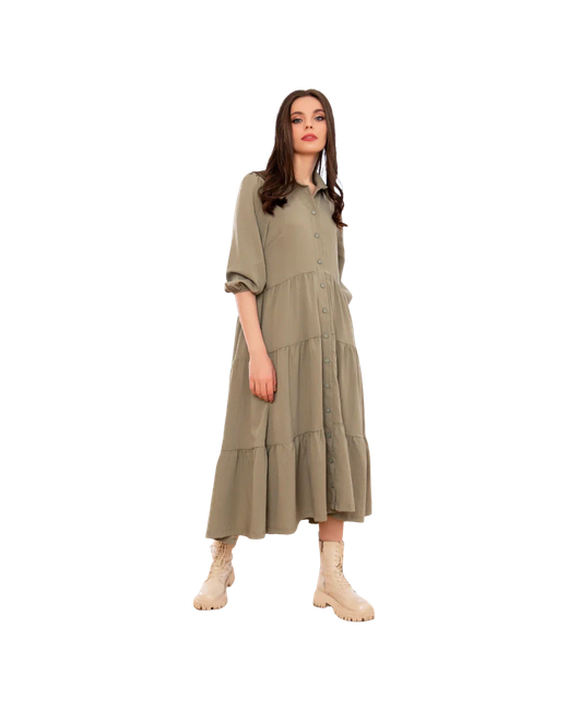 AnyMalls платье льняное сарафан с воланами однотонный свободный оверсайз ниже колена весенний летний выпускной бал размер XS