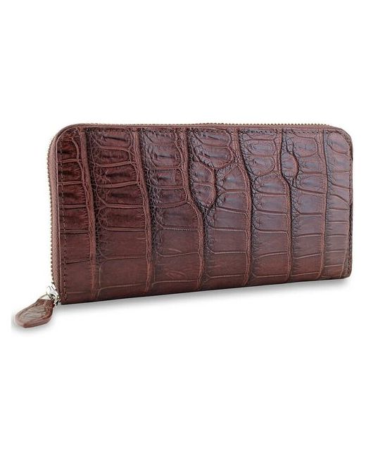 Exotic Leather Классическое портмоне на молнии из кожи с живота крокодила