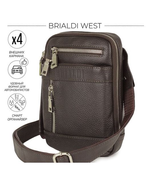 Brialdi Кожаная сумка через плечо mini-формата West Вест relief brown