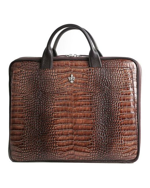 Fiore Bags Деловая сумка Saimon Croco из натуральной кожи под крокодила коричневого цвета