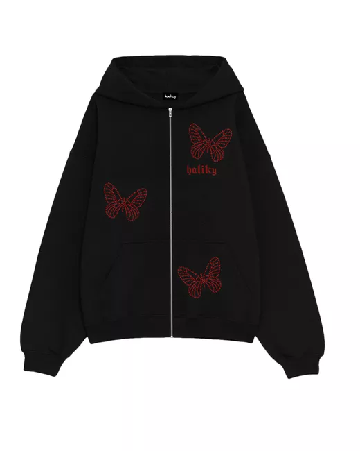 Haliky Худи Red Swarovski Butterflies Zip Hoodie L