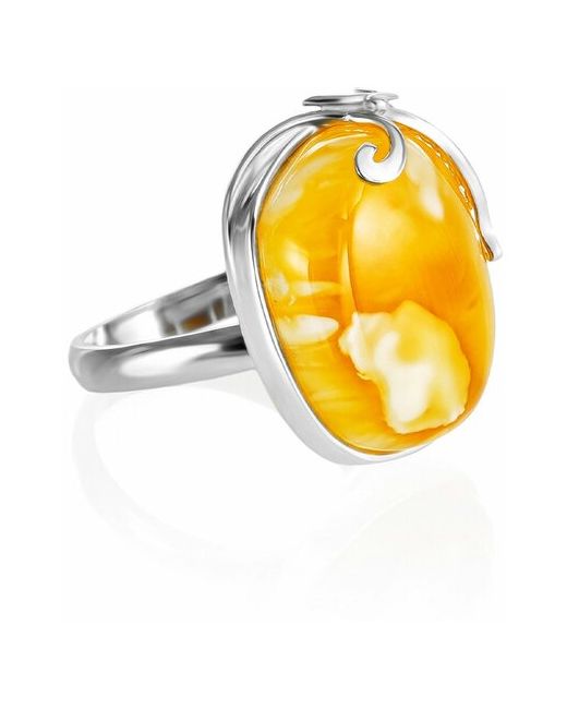 Amberholl Эффектное кольцо Риальто из серебра и натурального медового янтаря