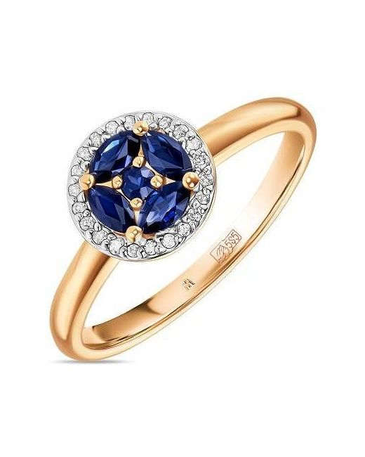Лукас-Голд Золотое кольцо с бриллиантами сапфиром