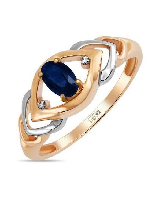 Лукас-Голд Золотое кольцо с бриллиантами сапфиром