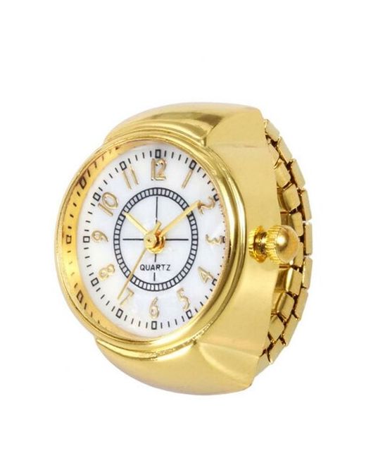 Kiss Buty Кольцо-часы круглые в золотистом корпусе с белым циферблатом стиле компаса