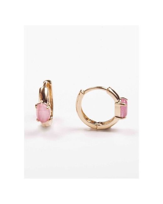 Lotus Jewelry Серьги с розовым кошачьим глазом Колечки кабошон