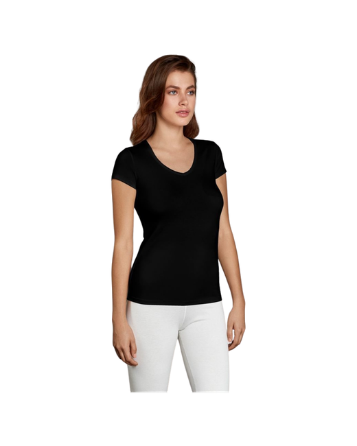 Doreanse Женское термобелье футболка с V-образным вырезом черная Thermalwear 8580 L 48