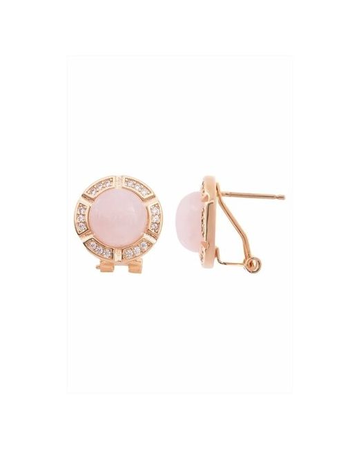 Lotus Jewelry Серьги с розовым кварцем Луна