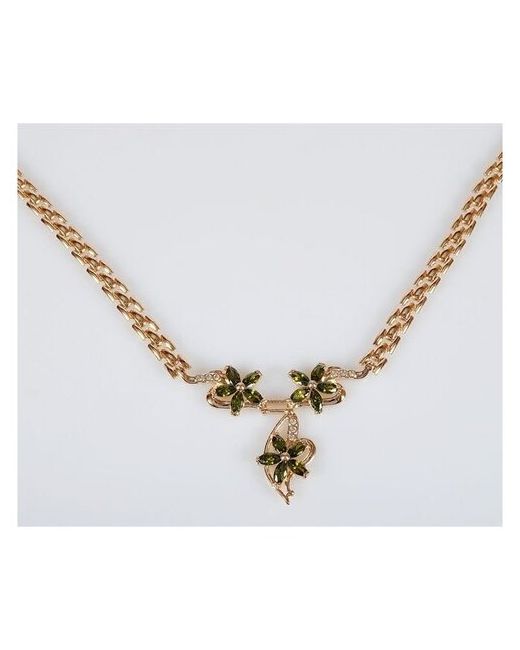Lotus Jewelry Колье с перидотом 3 цветка
