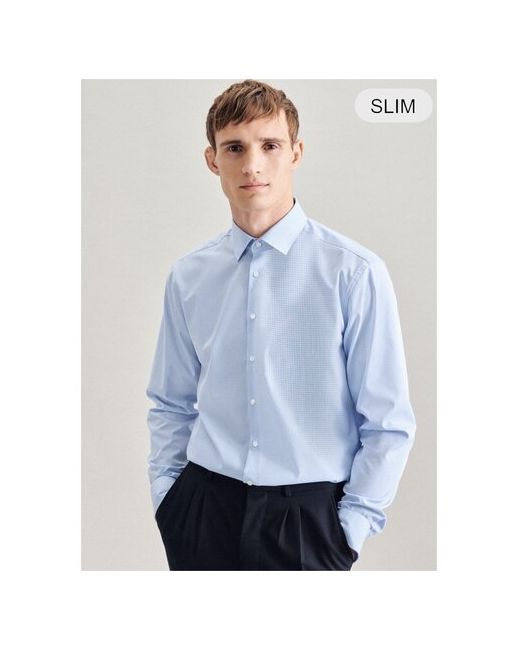 Seidensticker Рубашка в голубую клетку Slim Fit длинный рукав Non Iron