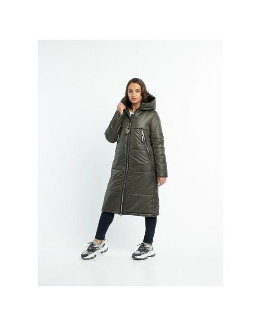 Дюто Модная куртка зимняя удлиненная пуховик с карманами на замках и капюшоном модели Деви